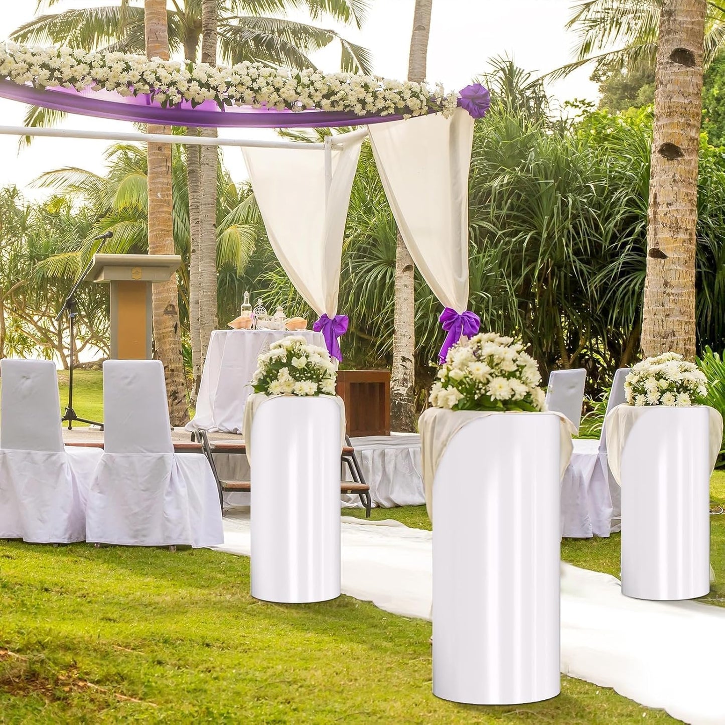 Cylinder Stands for Party, White Display Plinth Cylinder Pedestal Stand Detachable Cake Pedestal Stand
