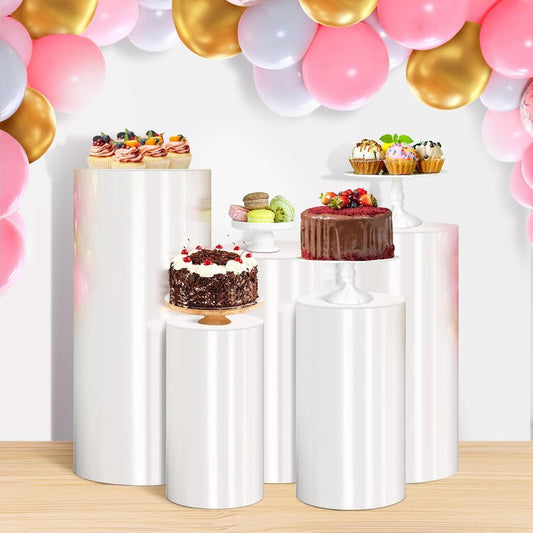 Cylinder Stands for Party, White Display Plinth Cylinder Pedestal Stand Detachable Cake Pedestal Stand