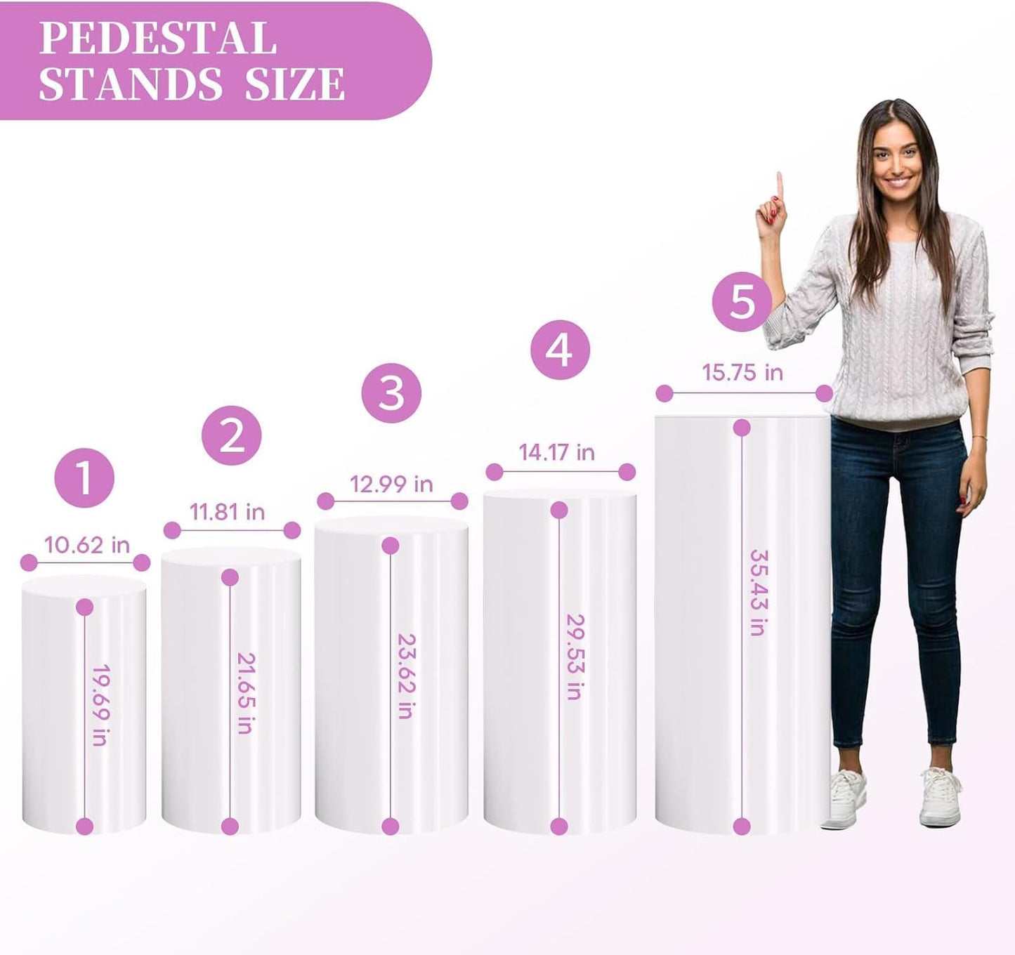 Cylinder Stands for Party, White Display Plinth Cylinder Pedestal Stand Detachable Cake Pedestal Stand