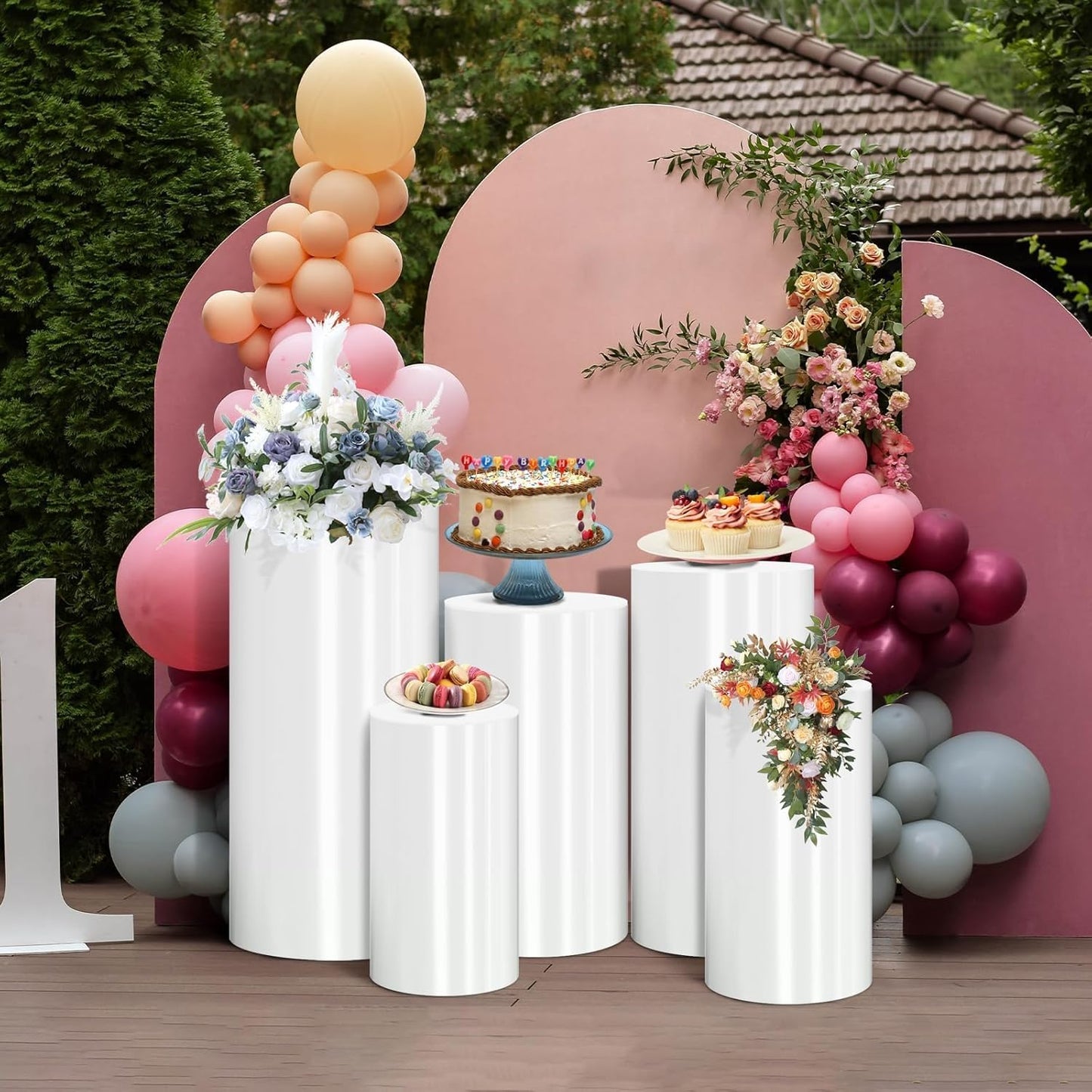 Cylinder Stands for Party, White Display Plinth Cylinder Pedestal Stand Detachable Cake Pedestal Stand