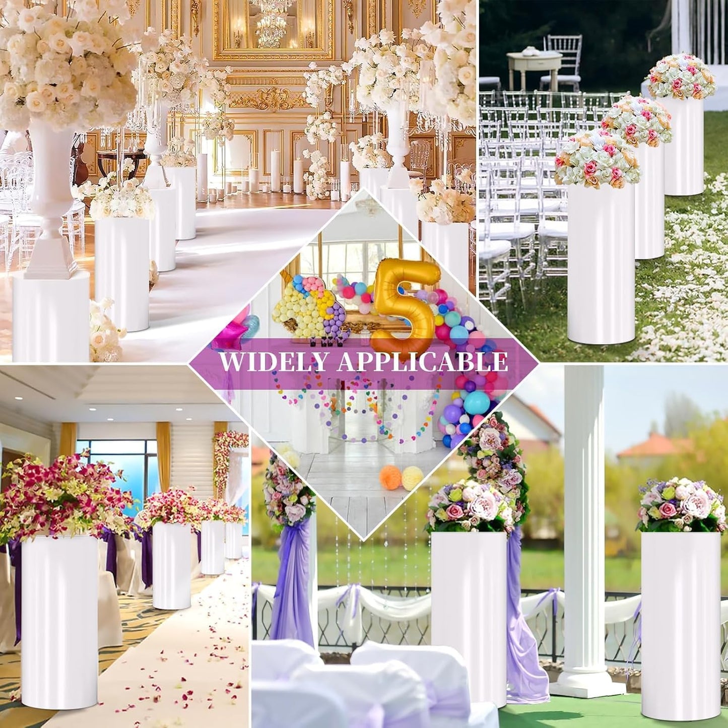 Cylinder Stands for Party, White Display Plinth Cylinder Pedestal Stand Detachable Cake Pedestal Stand