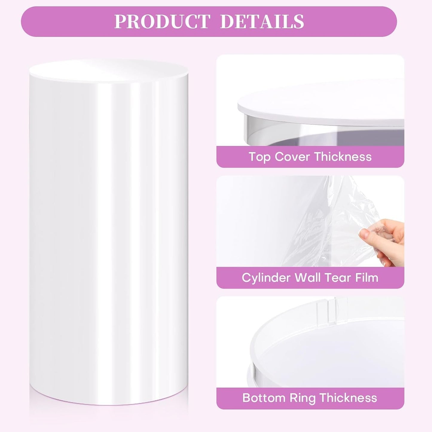Cylinder Stands for Party, White Display Plinth Cylinder Pedestal Stand Detachable Cake Pedestal Stand