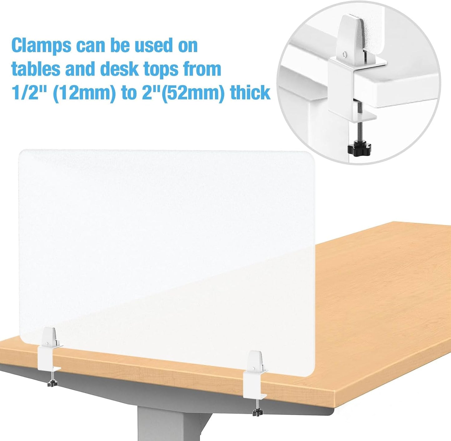 Desk Divider 4 Pcs Desk Privacy Panel 23.6'L x 15.8W' Office Partitions Frosted Acrylic Panel