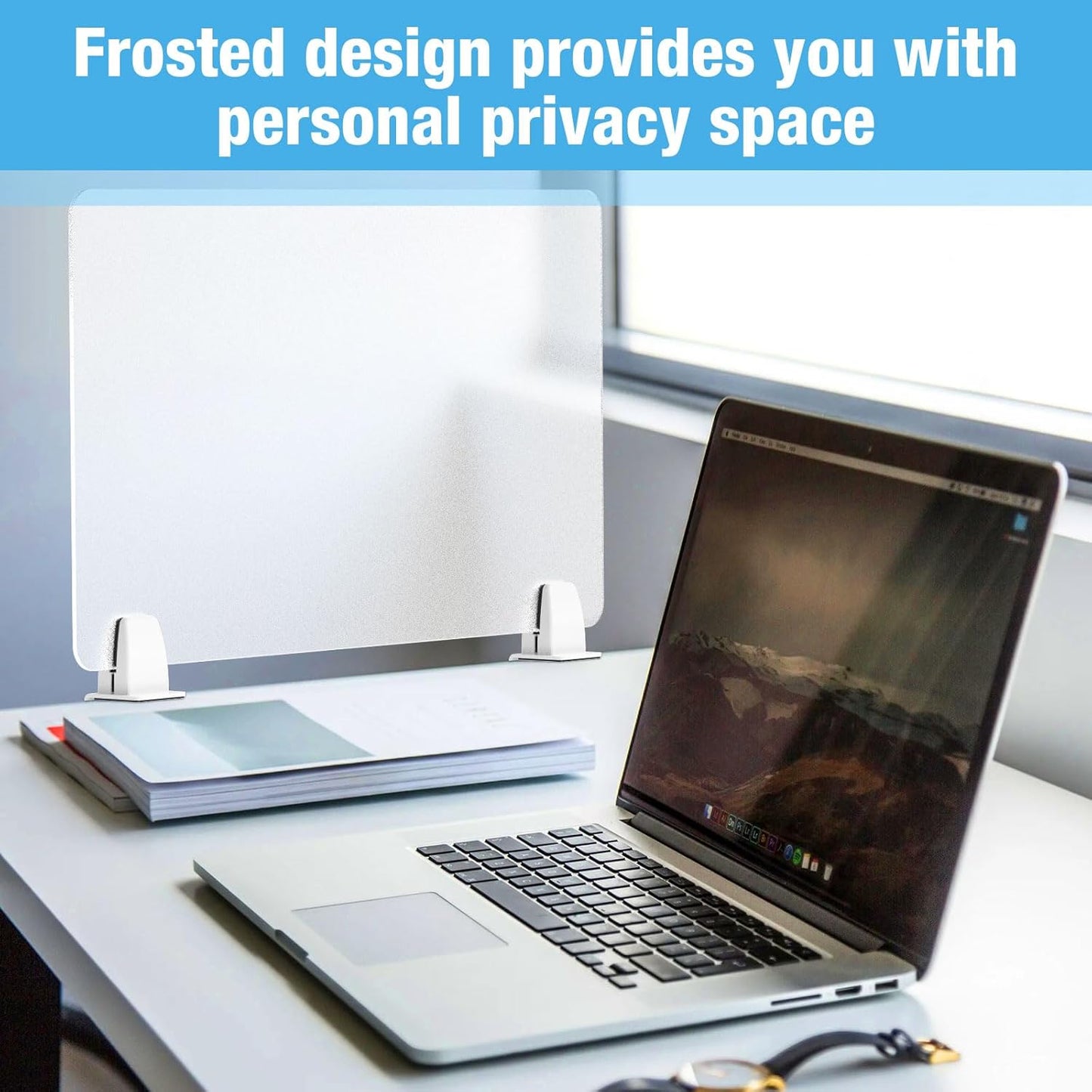 Desk Divider 4 Pcs Desk Privacy Panel 23.6'L x 15.8W' Office Partitions Frosted Acrylic Panel