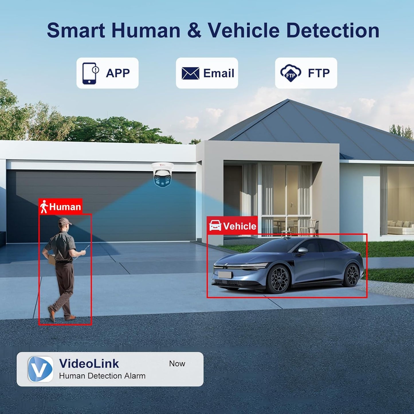 Anpviz 4K Dual Lens PoE IP Security Camera Outdoor 180 Panoramic Wide Angle, 8MP Turret Camera with Smart Dual Ligh