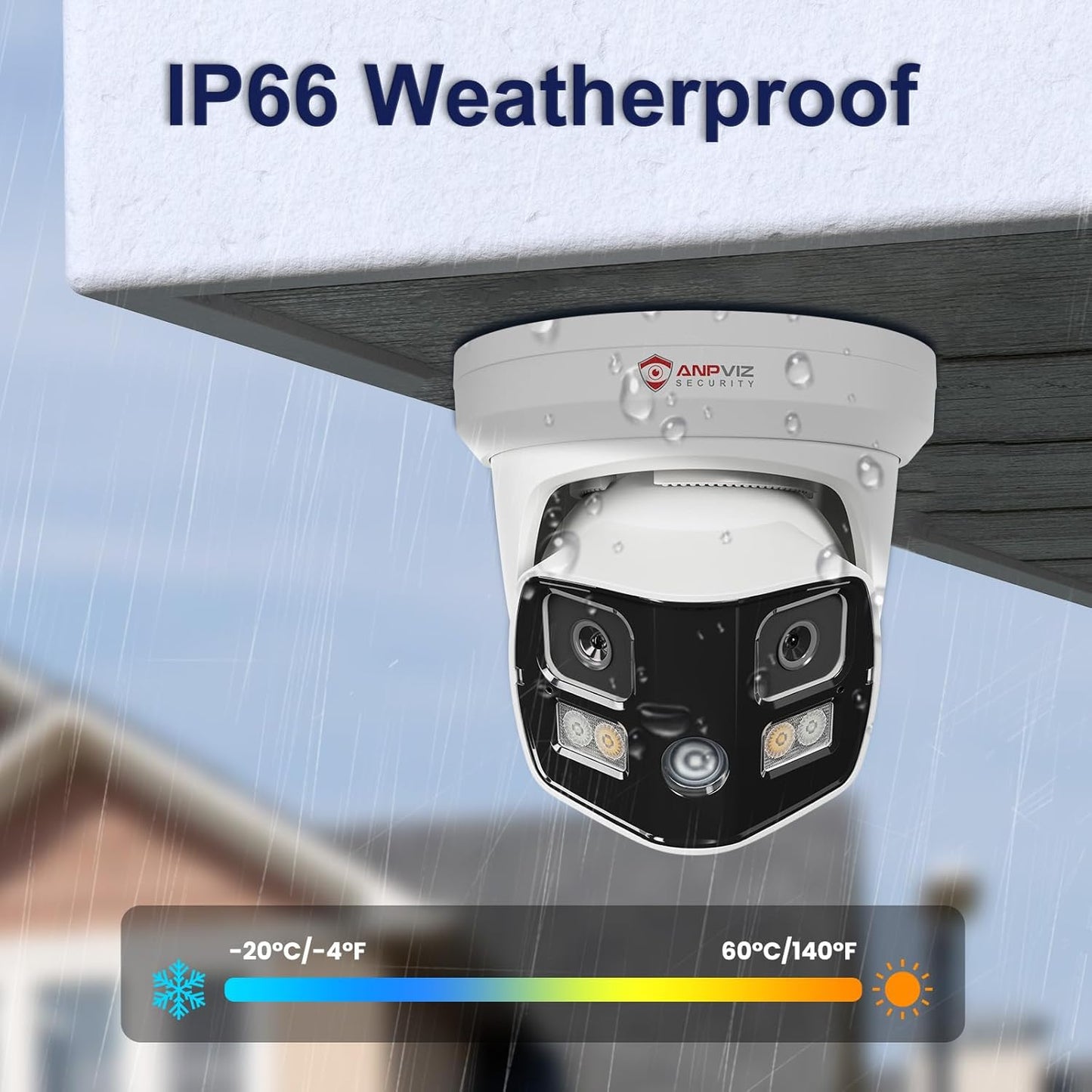 Anpviz 4K Dual Lens PoE IP Security Camera Outdoor 180 Panoramic Wide Angle, 8MP Turret Camera with Smart Dual Ligh