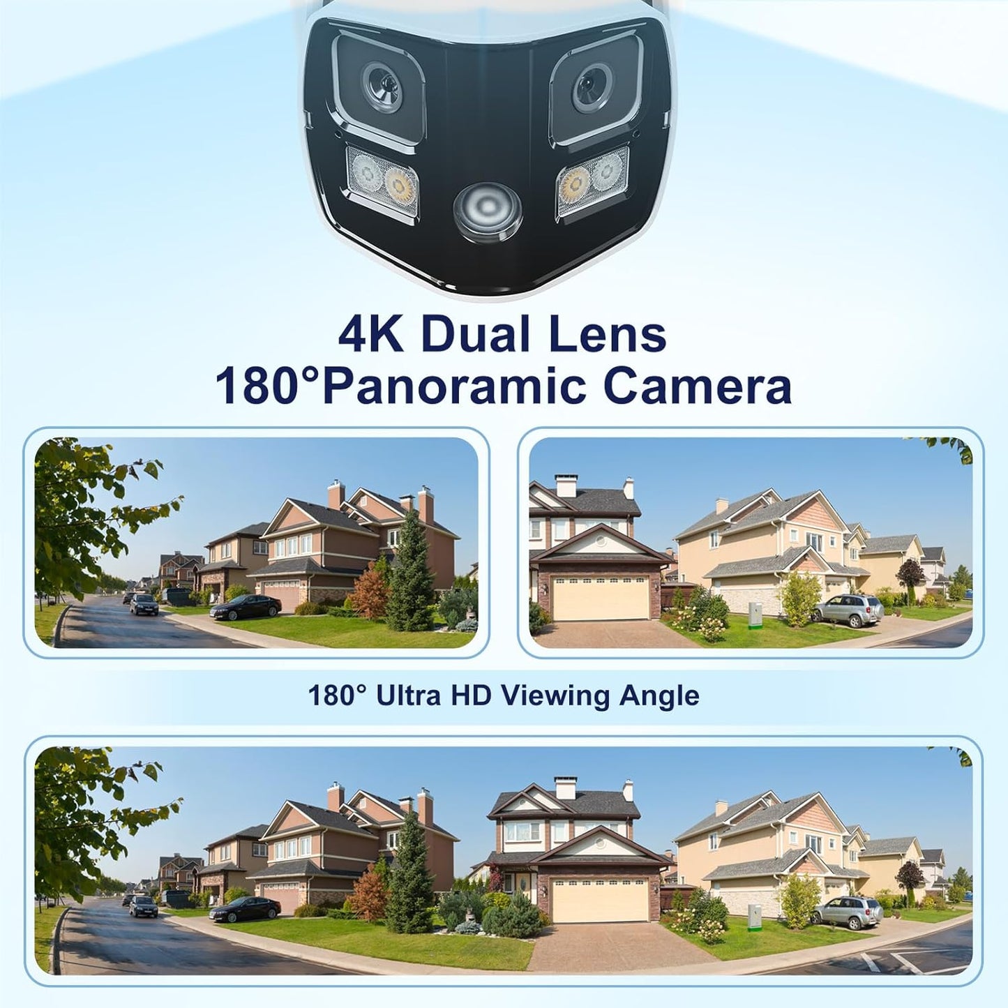 Anpviz 4K Dual Lens PoE IP Security Camera Outdoor 180 Panoramic Wide Angle, 8MP Turret Camera with Smart Dual Ligh