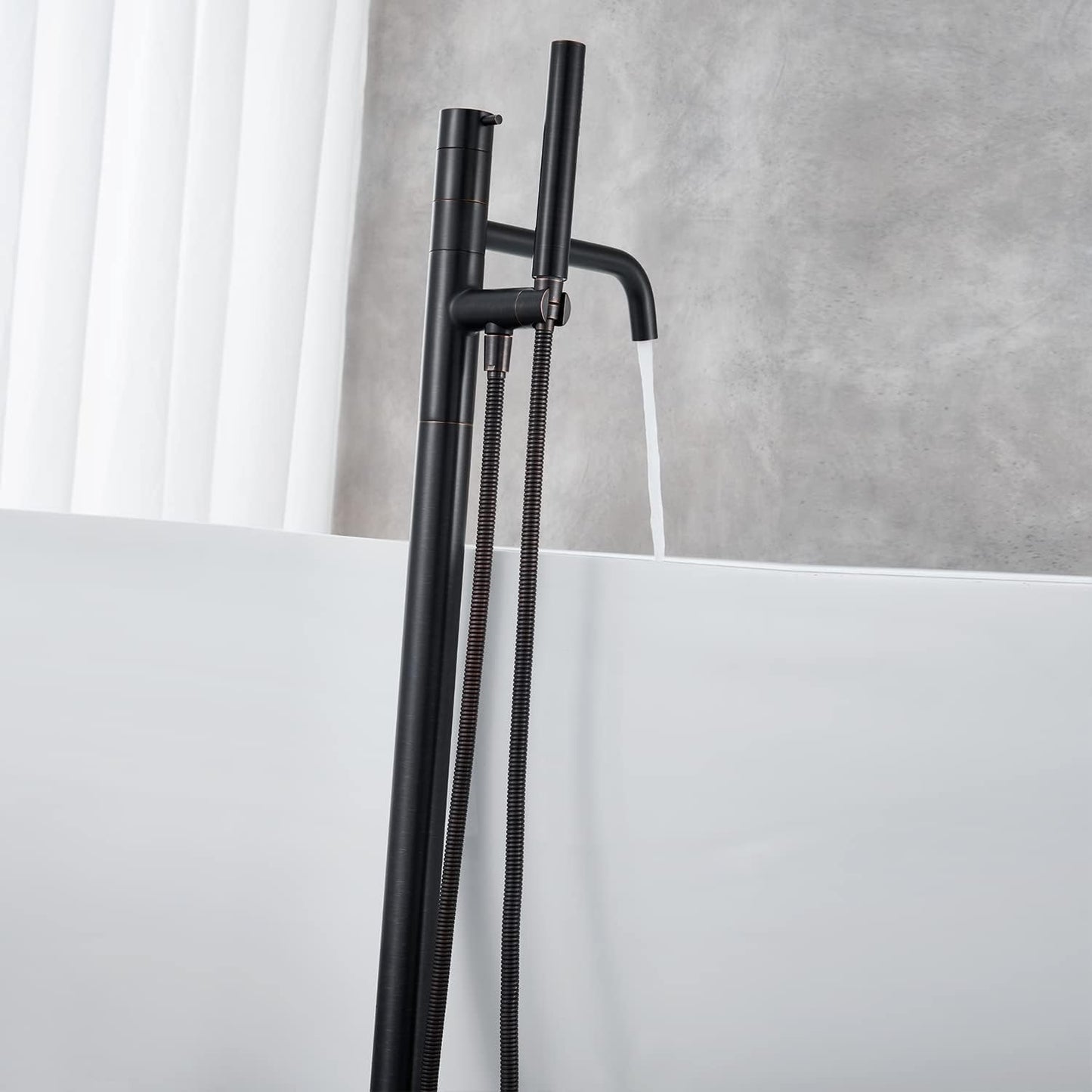 Artiqua Freestanding Bathtub Faucet Floor Mount Tub Filler Oil Rubbed Bronze Brass Single Handle Bathroom Faucets with Han