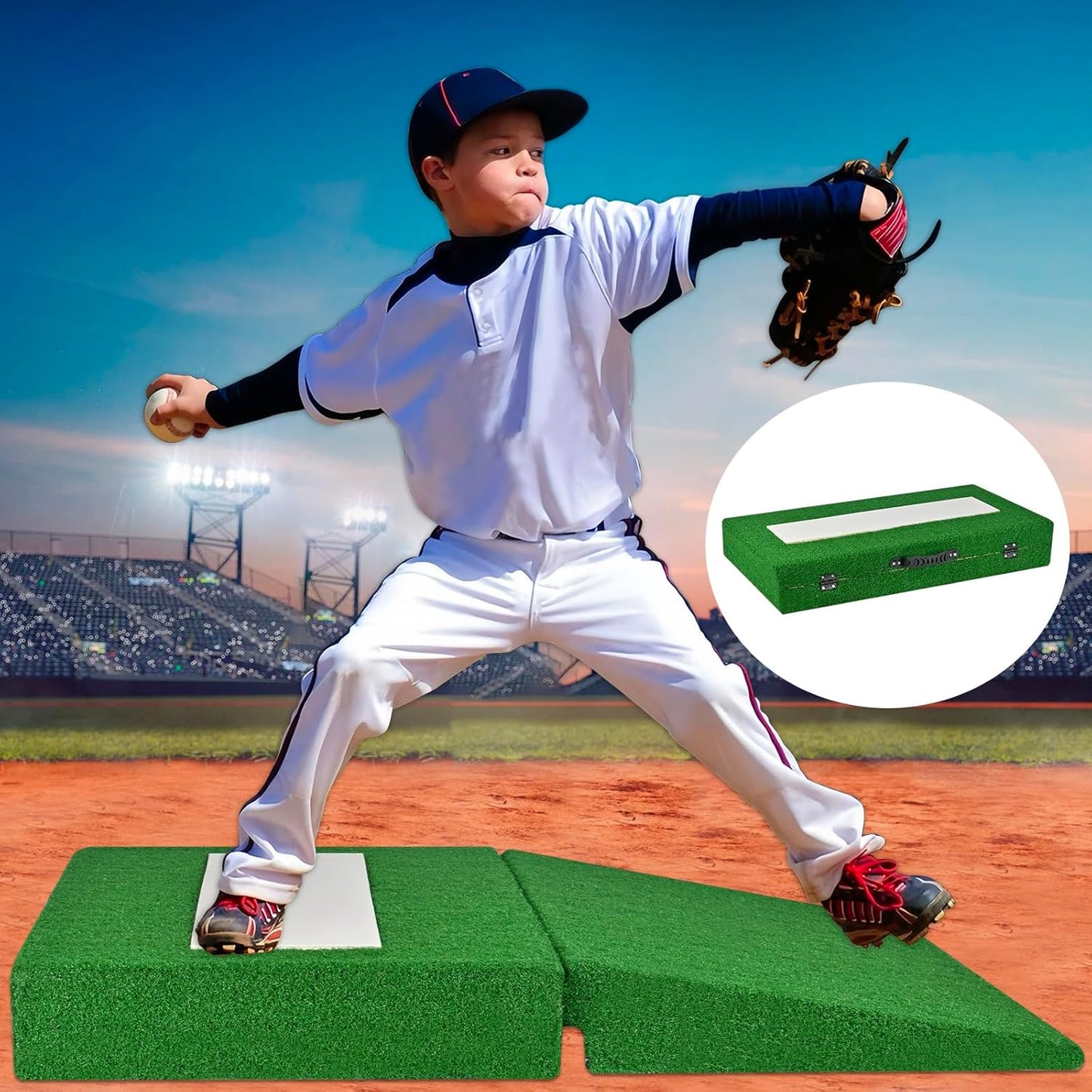 Pitching Mound, Foldable Pitchers Mound 34' x 30' x 4' with Pitching Rubber, Anti-Fade