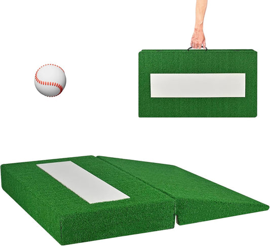 Pitching Mound, Foldable Pitchers Mound 34' x 30' x 4' with Pitching Rubber, Anti-Fade