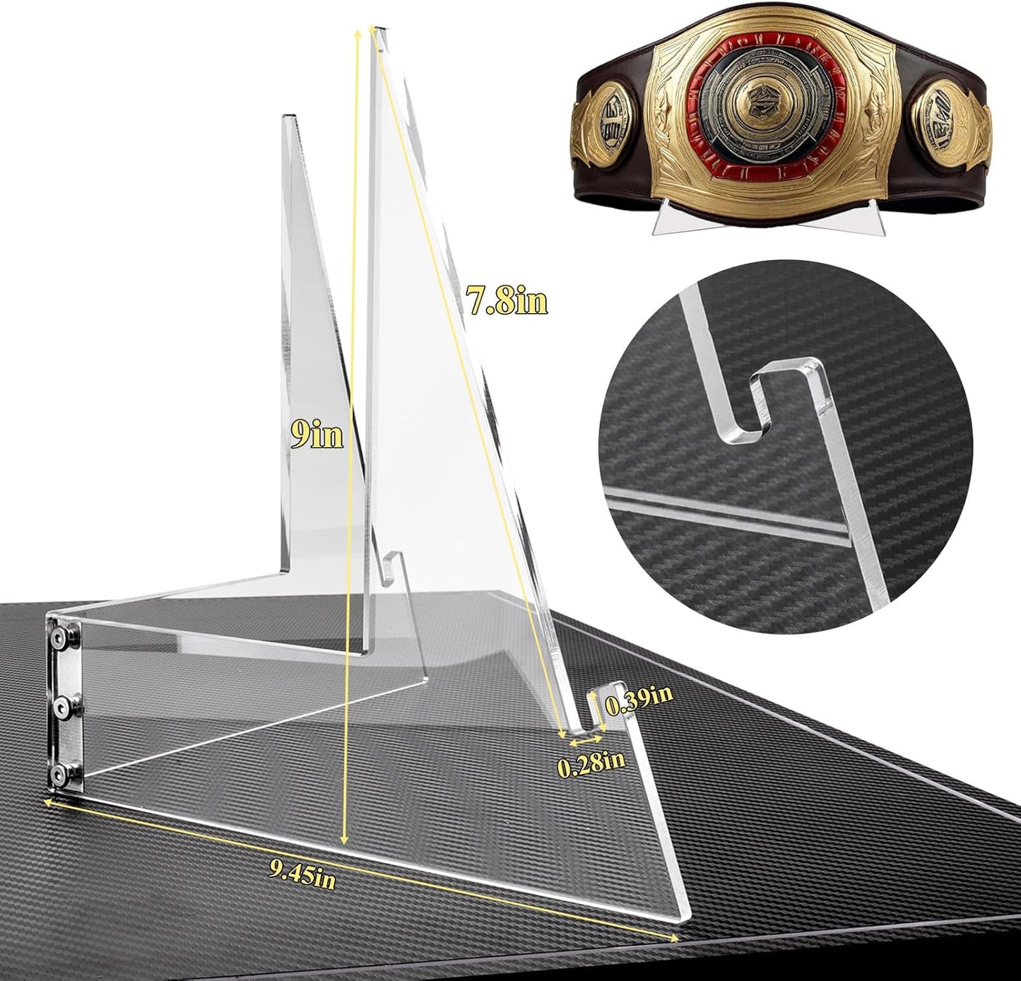 Acrylic Full Size Championship Belt Display Case, Display, Stand, Shadow Box