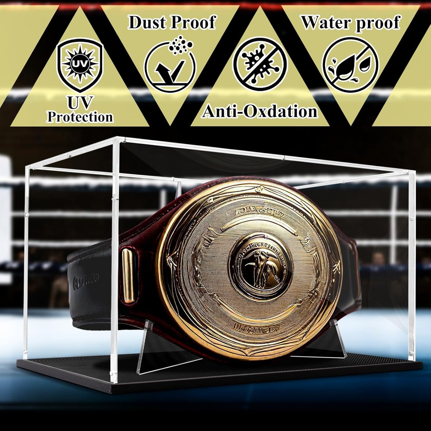 Acrylic Full Size Championship Belt Display Case, Display, Stand, Shadow Box
