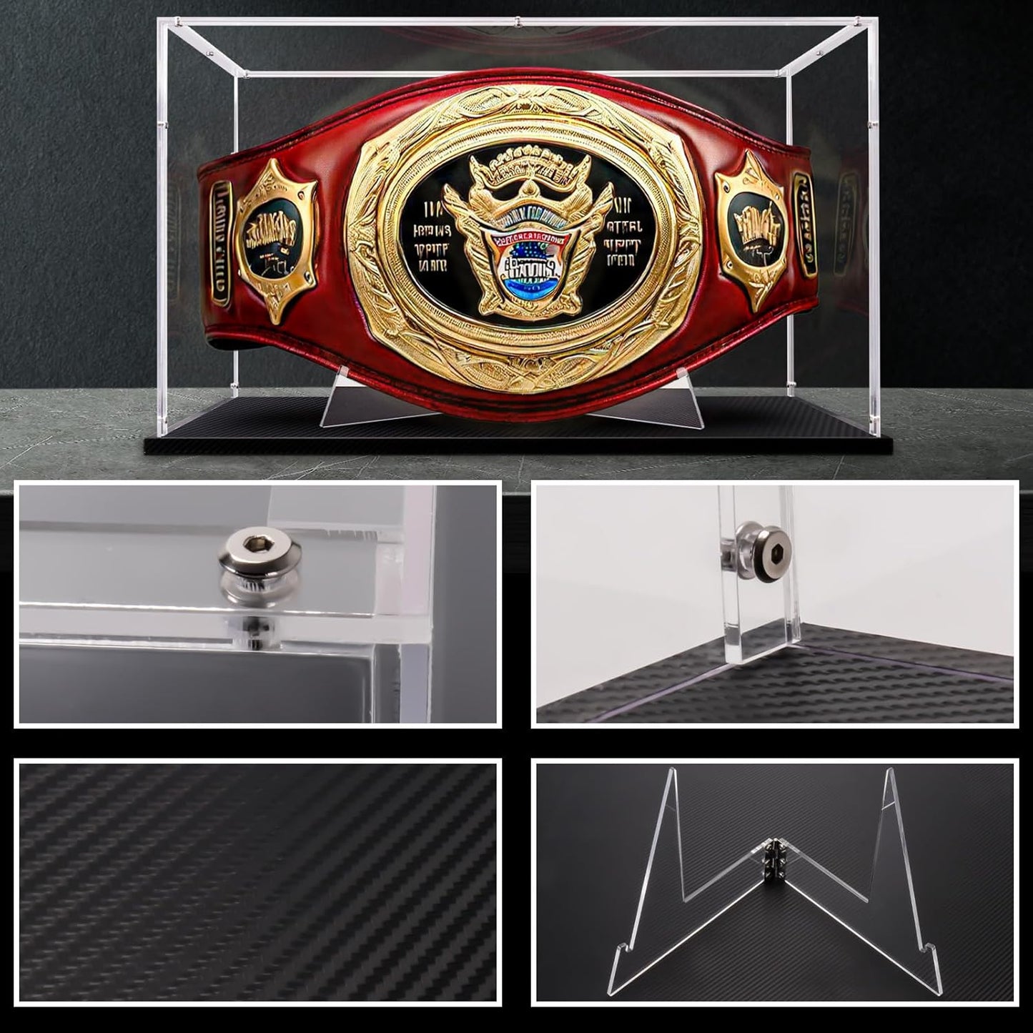 Acrylic Full Size Championship Belt Display Case, Display, Stand, Shadow Box