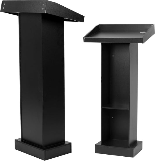 Wooden Black Pulpit for Lecture Wedding Speech Farmhouse Podium Stand
