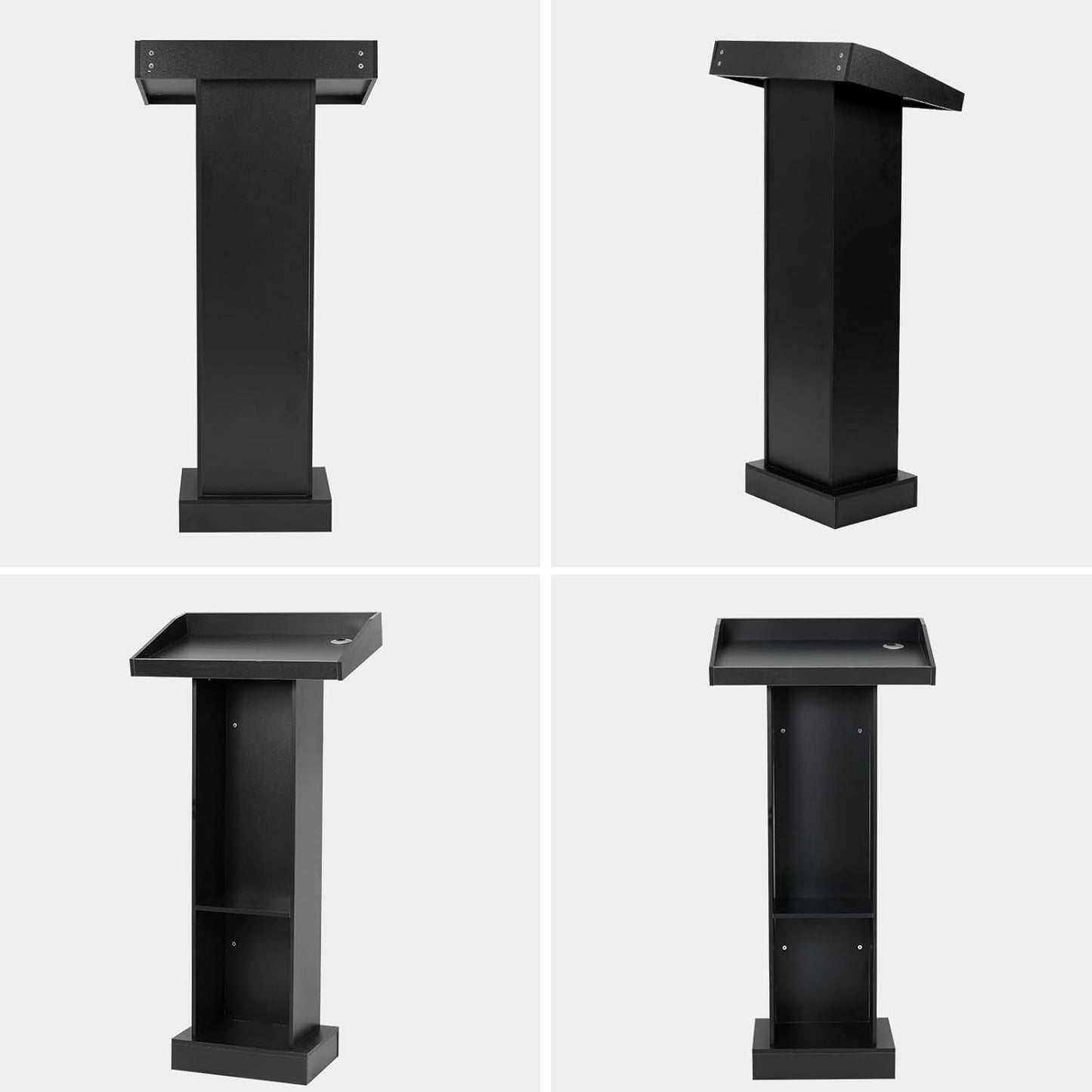 Wooden Black Pulpit for Lecture Wedding Speech Farmhouse Podium Stand