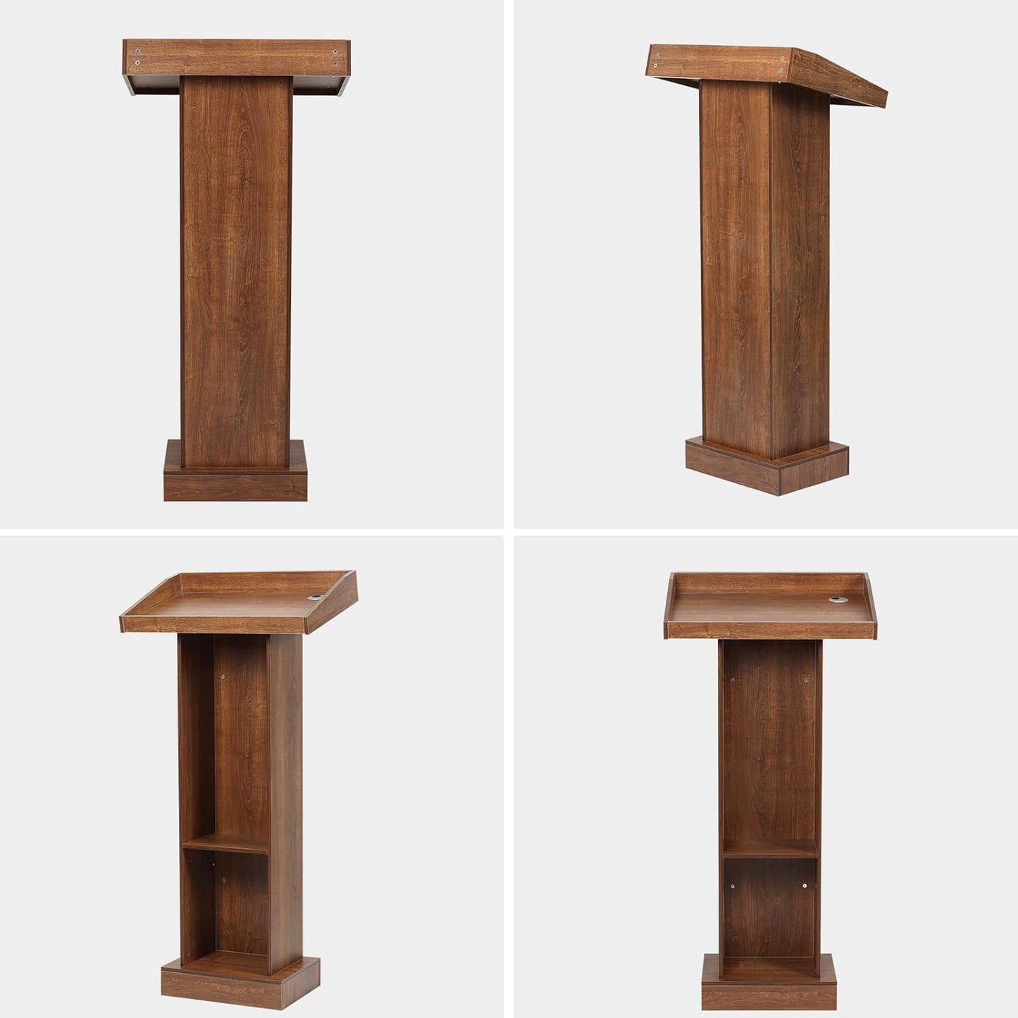 Wooden Podium Stand for Lectern, Presentation, Speech, Pulpit (Walnut)