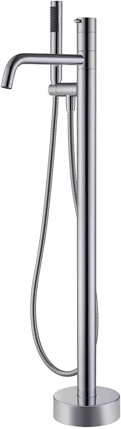 Artiqua Freestanding Bathtub Faucet Floor Mount Tub Filler Chrome Brass Single Handle Bathroom Faucets with Hand Show