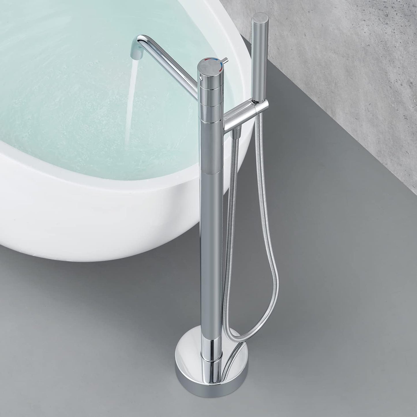 Artiqua Freestanding Bathtub Faucet Floor Mount Tub Filler Chrome Brass Single Handle Bathroom Faucets with Hand Show