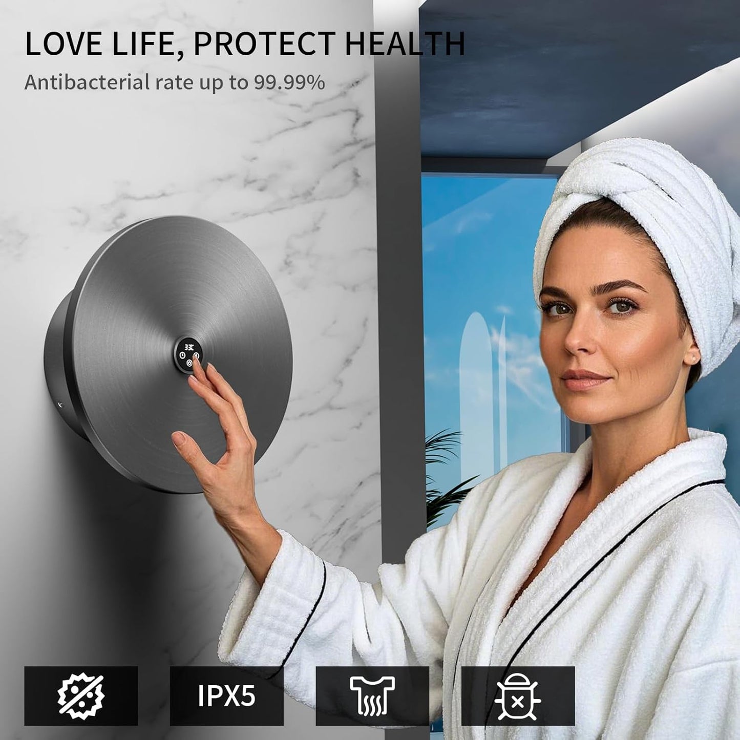Heated Towel Racks for Bathroom, Wall Mounted Bath Towel Warmer, Built-in Timer, A805 Brushed Glaze (Brushed Glaze)