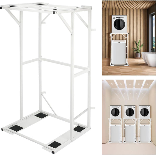 Double-Deck Washer Dryer Stacking Rack Stand, Heavy Duty Steel Washer and Dryer Shelves. Check Measurements!