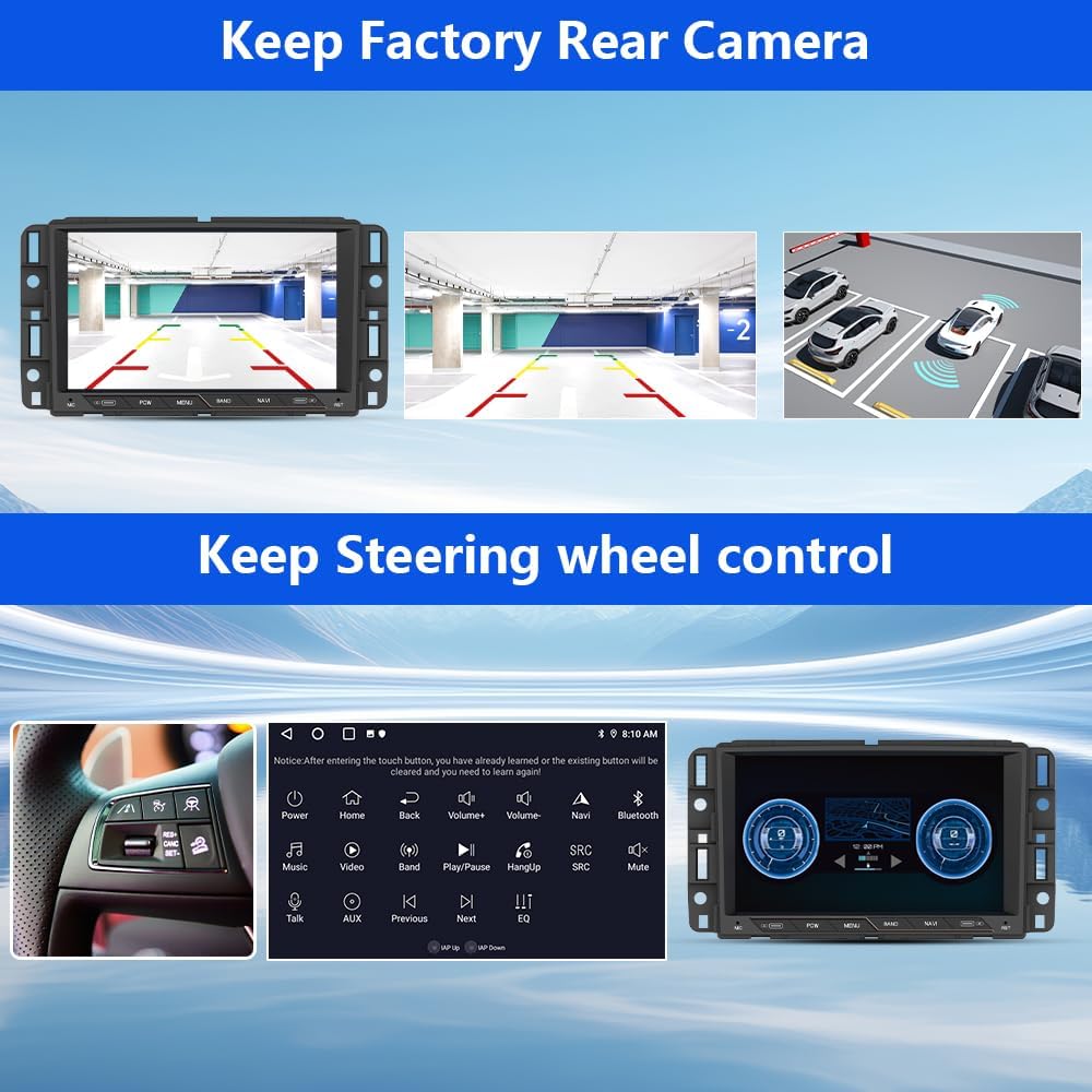 Android 13 [2G+32G] Car Radio for GMC Sierra Yukon Chevrolet Buick Chevy Silverado, 8 In Touch Screen