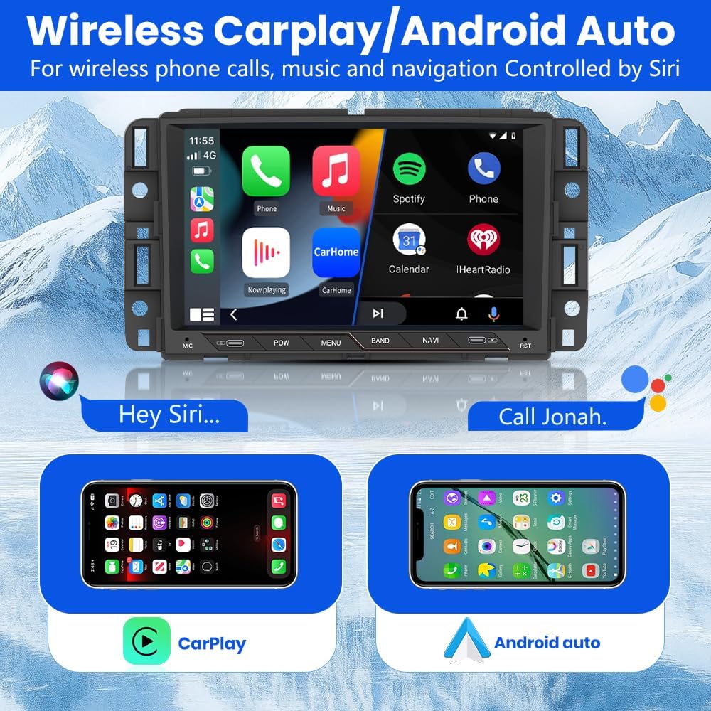 Android 13 [2G+32G] Car Radio for GMC Sierra Yukon Chevrolet Buick Chevy Silverado, 8 In Touch Screen