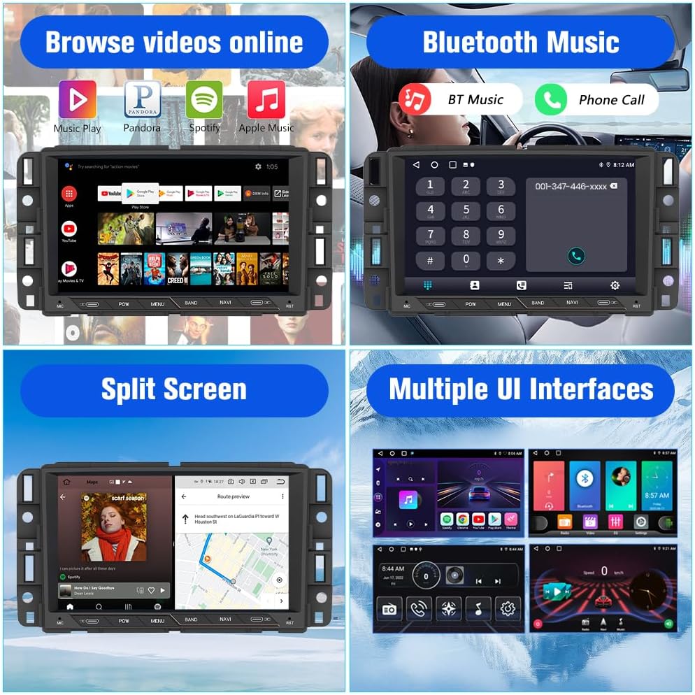 Android 13 [2G+32G] Car Radio for GMC Sierra Yukon Chevrolet Buick Chevy Silverado, 8 In Touch Screen