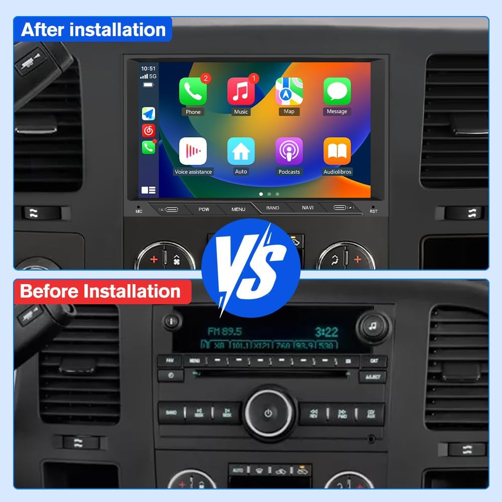 Android 13 [2G+32G] Car Radio for GMC Sierra Yukon Chevrolet Buick Chevy Silverado, 8 In Touch Screen