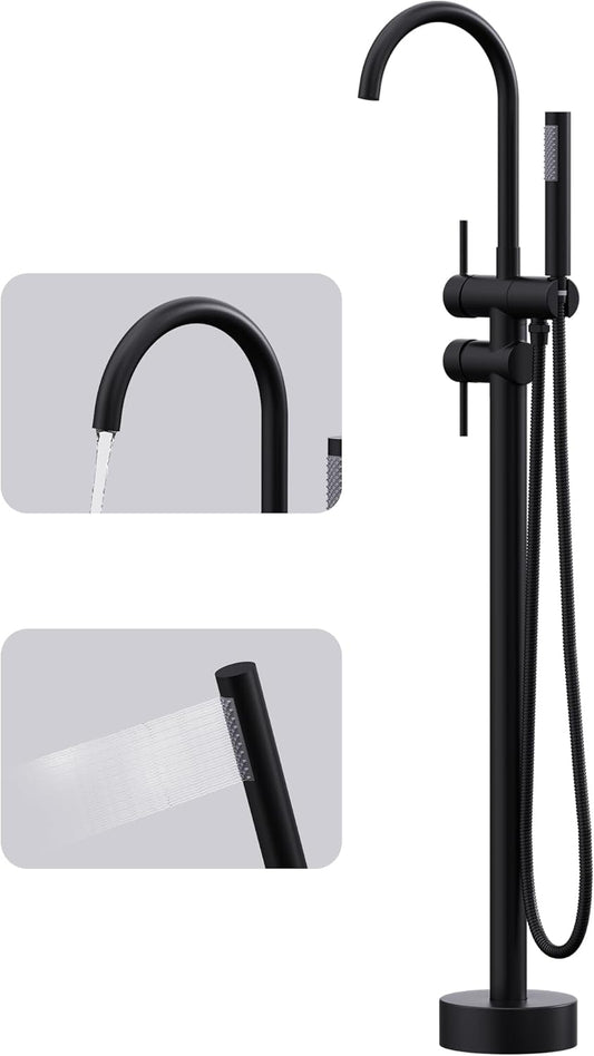 Free Standing Tub Filler Bathtub Faucet Stand Alone Matte Black