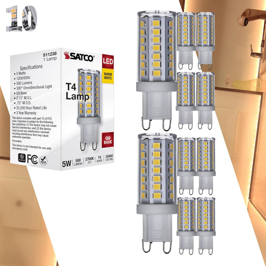 S11238 5W/LED/G9/827/CL/120V/DIM, 5W G9 LED Bulb; Clear Finish; 2700K Warm White; T4 Shape; 120 Volt; 40W