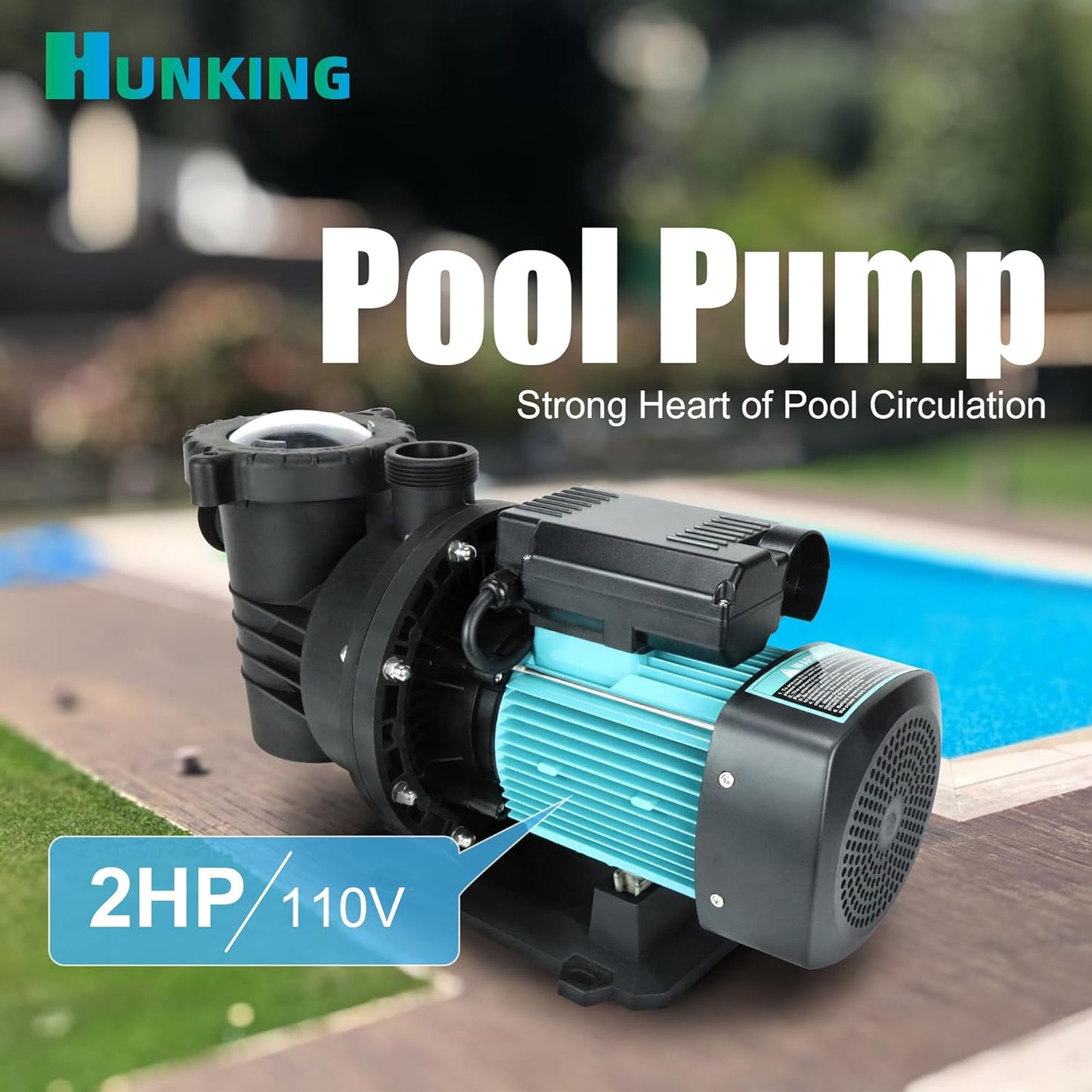 Pool Pump Above and Inground Ground, 2HP, 6980 GPH High Flow Self Priming Swimming Pool Pump, 110V