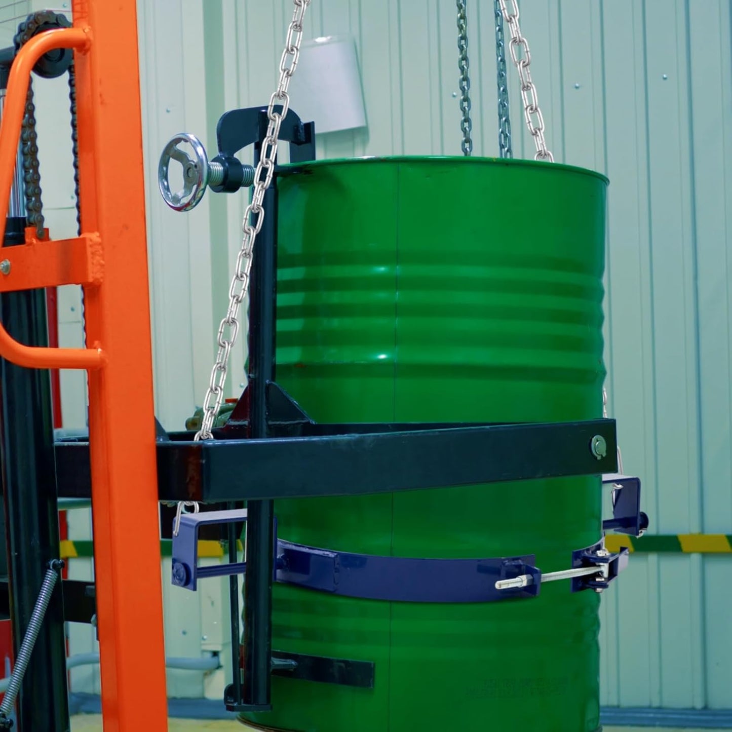 Steel Tilting Drum Ring, 55 Gallon Drum Lifter Ring, Painted Carbon Steel, 1200Lbs Capacity, Industrial