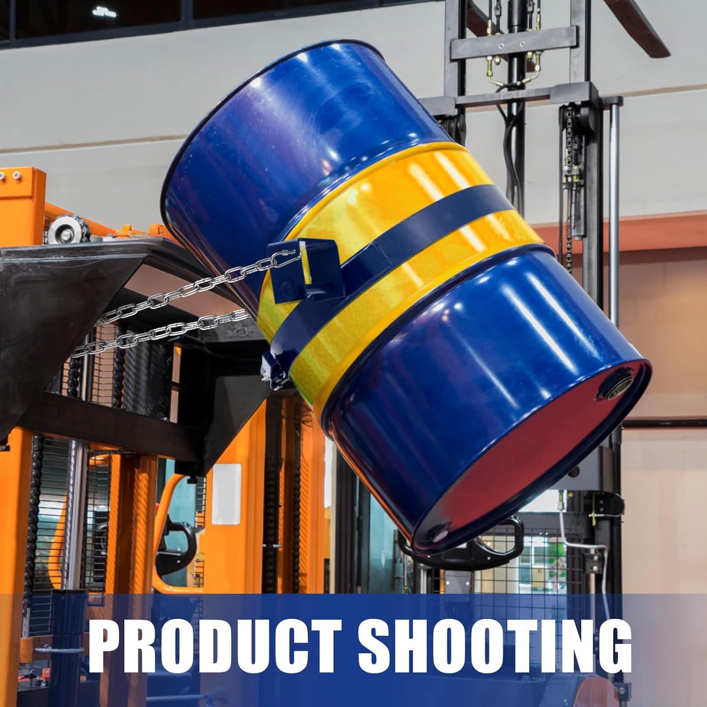 Steel Tilting Drum Ring, 55 Gallon Drum Lifter Ring, Painted Carbon Steel, 1200Lbs Capacity, Industrial