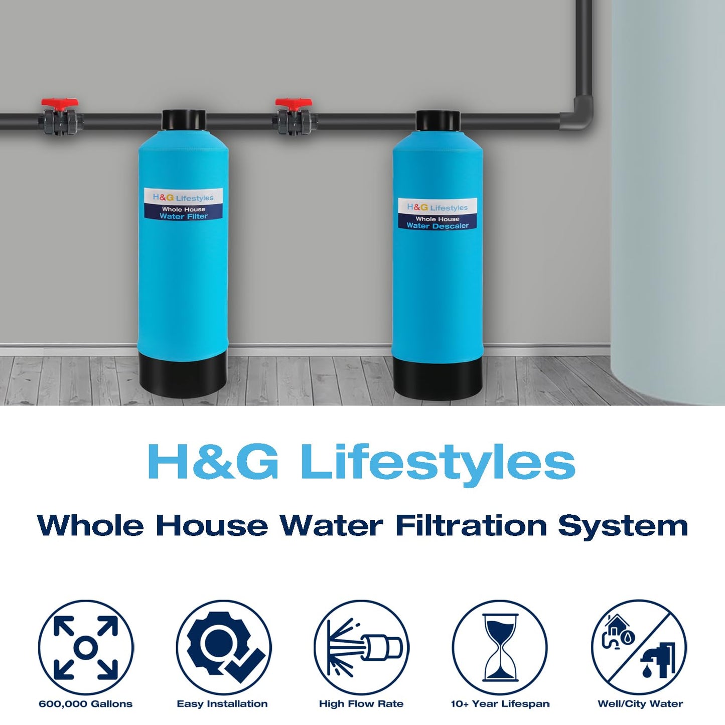 Whole House Water Descaler, Saltless, NSF Certified Salt Free Water Softener Systems for Well Water