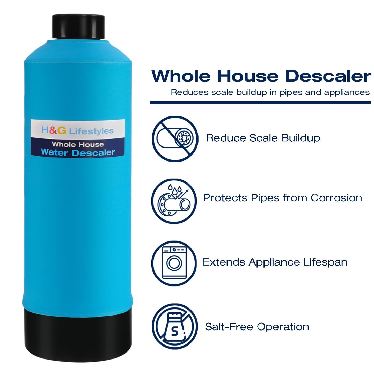 Whole House Water Descaler, Saltless, NSF Certified Salt Free Water Softener Systems for Well Water