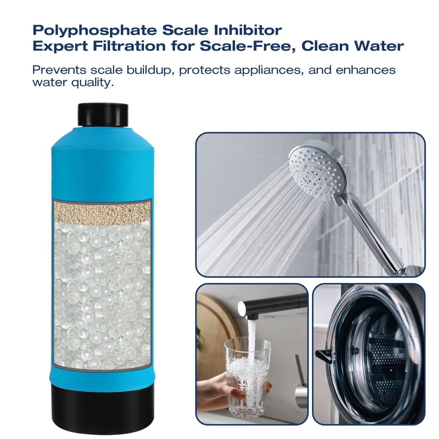 Whole House Water Descaler, Saltless, NSF Certified Salt Free Water Softener Systems for Well Water