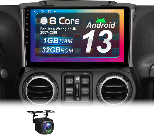 Upgraded Android 13 Car Radio for Jeep Wrangler 2007-2018 1+32G with Wireless Carplay&amp;Android Auto 10.1&#34; Ultr