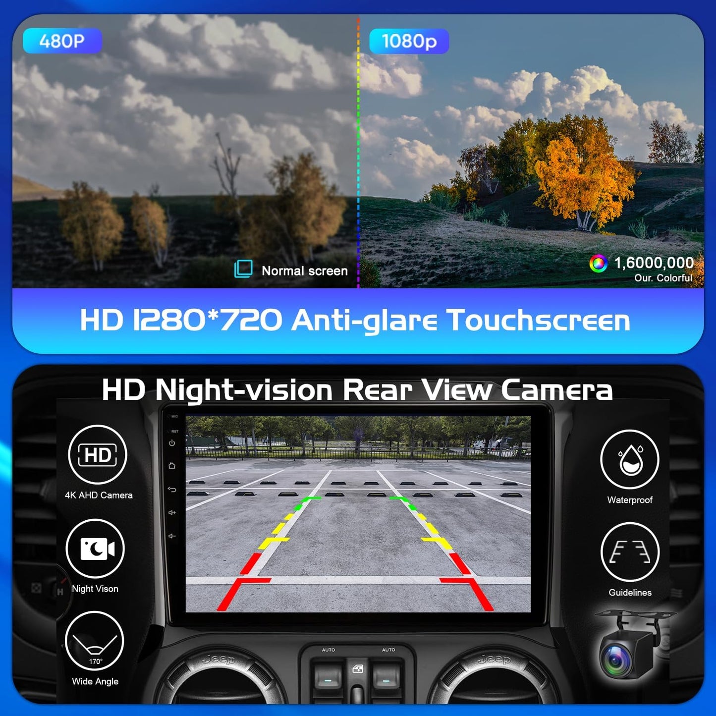 Upgraded Android 13 Car Radio for Jeep Wrangler 2007-2018 1+32G with Wireless Carplay&amp;Android Auto 10.1&#34; Ultr