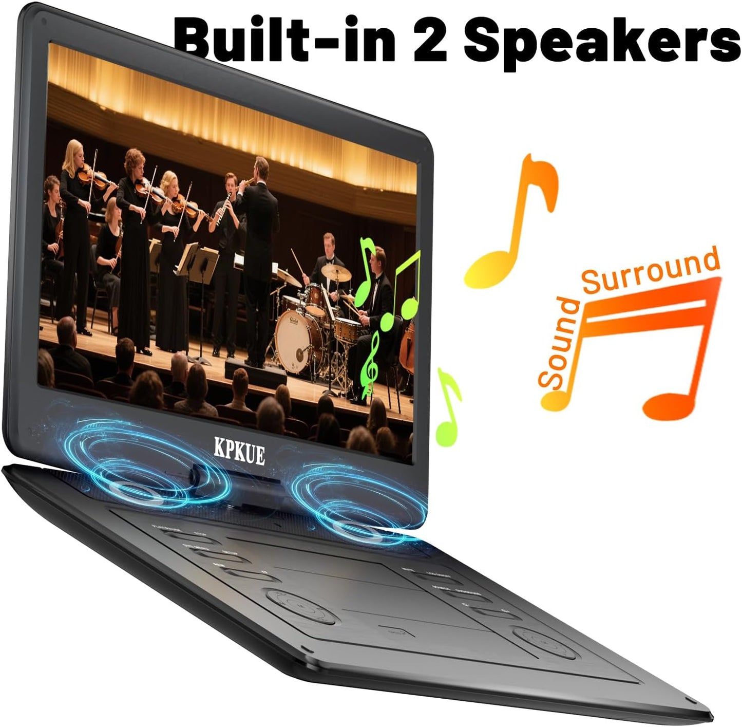 Portable DVD Player, 15.6-inch 1080P FHD, Lg Swivel Monitor, Built-in 4Hr Rechargeable Battery, Dual-Speaker
