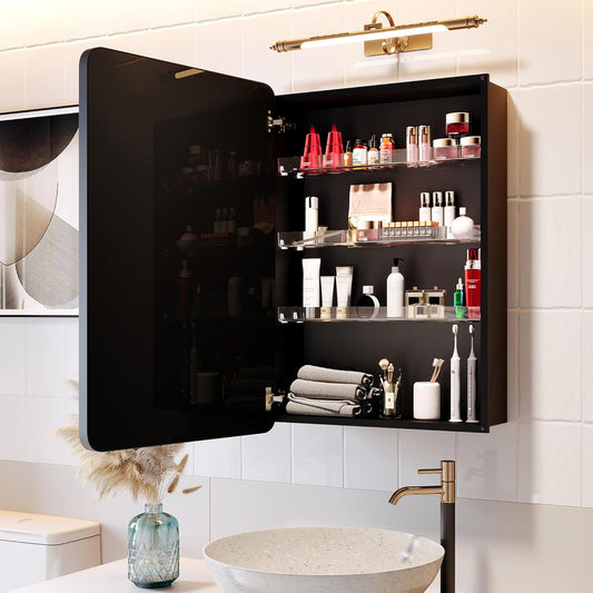 Recessed Medicine Cabinets for Bathroom with Mirror, 20 x 26 inch, Wall Mount, Mirrored Vanity