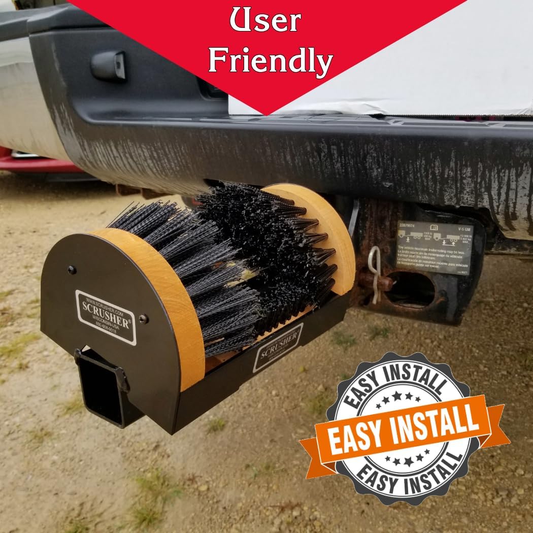 SCRUSHER Hitch Mounted Original Boot &amp; Shoe Cleaner for 2&#34; Receiver - Made in America Portable Outdoor Boot Scrub