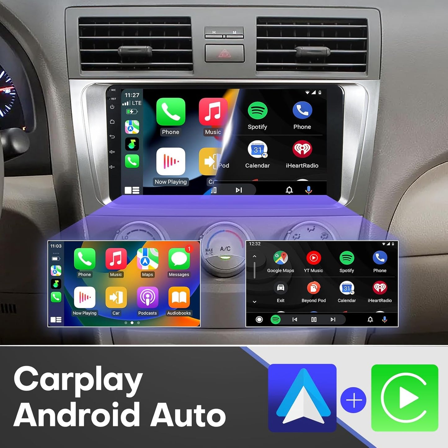 Car Stereo for Toyota Camry 2007-2011 JBL-Compatible Radio Upgrade Kit Wireless CarPlay/Android Auto9&#39;&#39; Andr