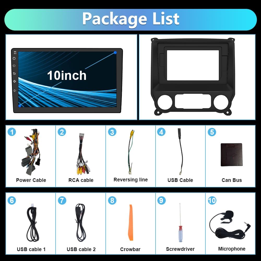 Stereo for Chevy Silverado GMC Sierra 2014-2018,10' Touchscreen Android 13 2GB+32GB