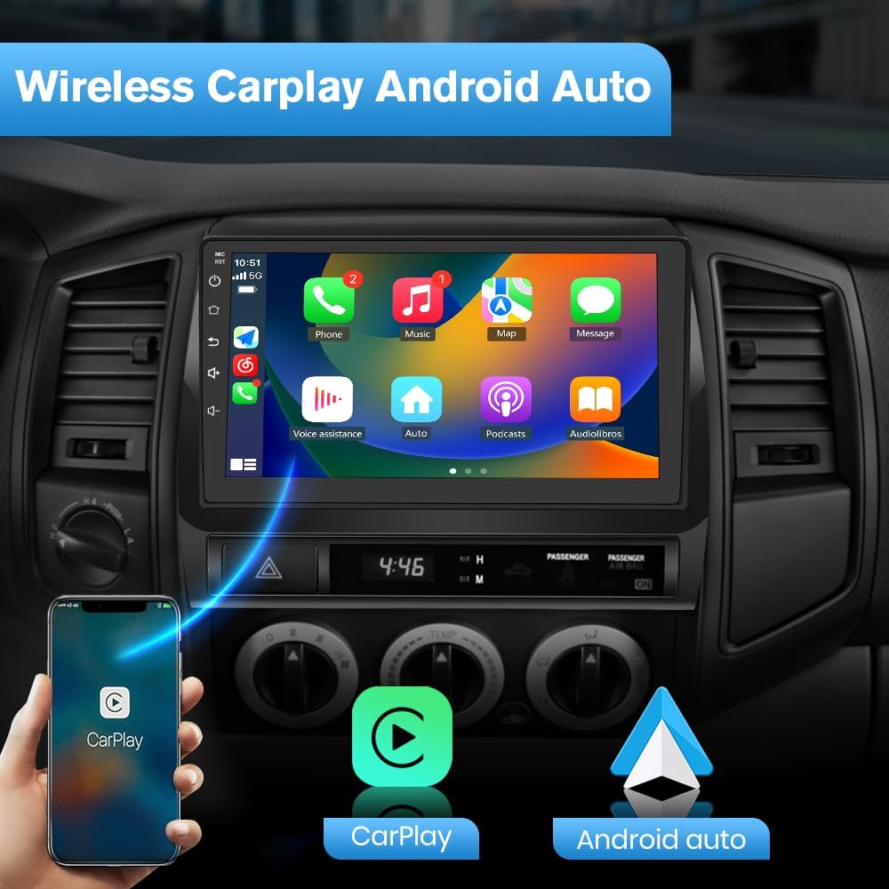 Android 13 Stereo for Toyota Tacoma 2005-15, 9' Touchscreen Head Unit Supports JBL