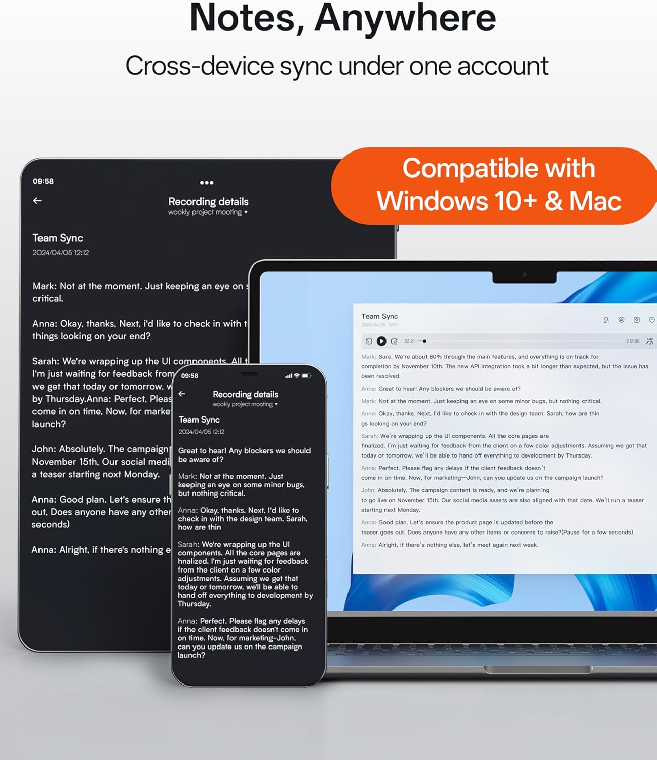 Computer AI Meeting Assistant, viaim Voice Recorder with Transcription, 16 Languages, to-Do Lists and Summaries