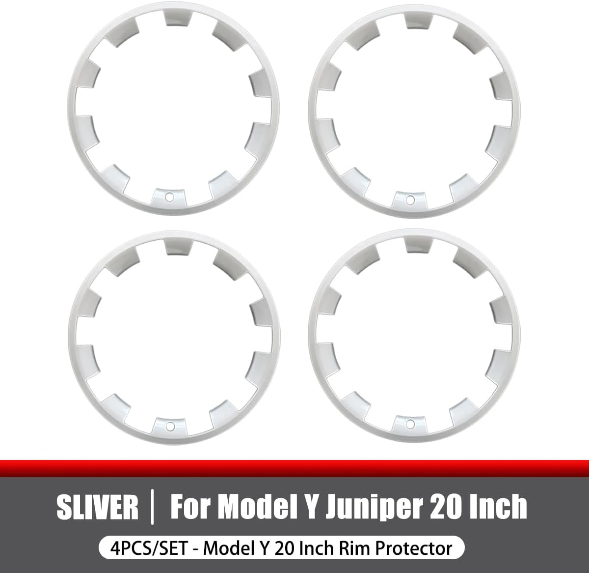 2025 Tesla Model Y Rim Protectors 20 Inch [4-Pack], Premium ABS Silver, Anti-Scratch