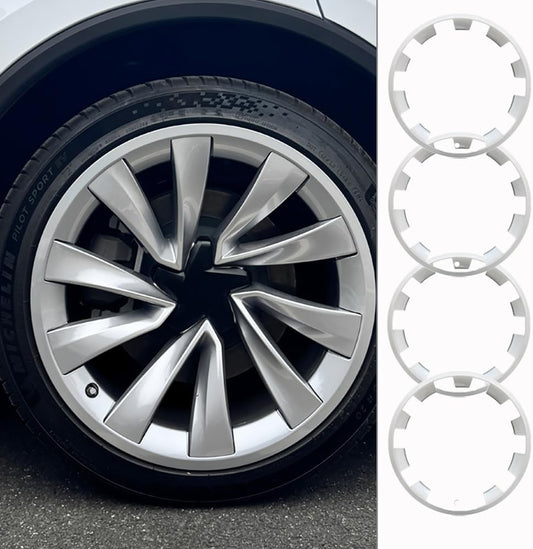 2025 Tesla Model Y Rim Protectors 20 Inch [4-Pack], Premium ABS Silver, Anti-Scratch