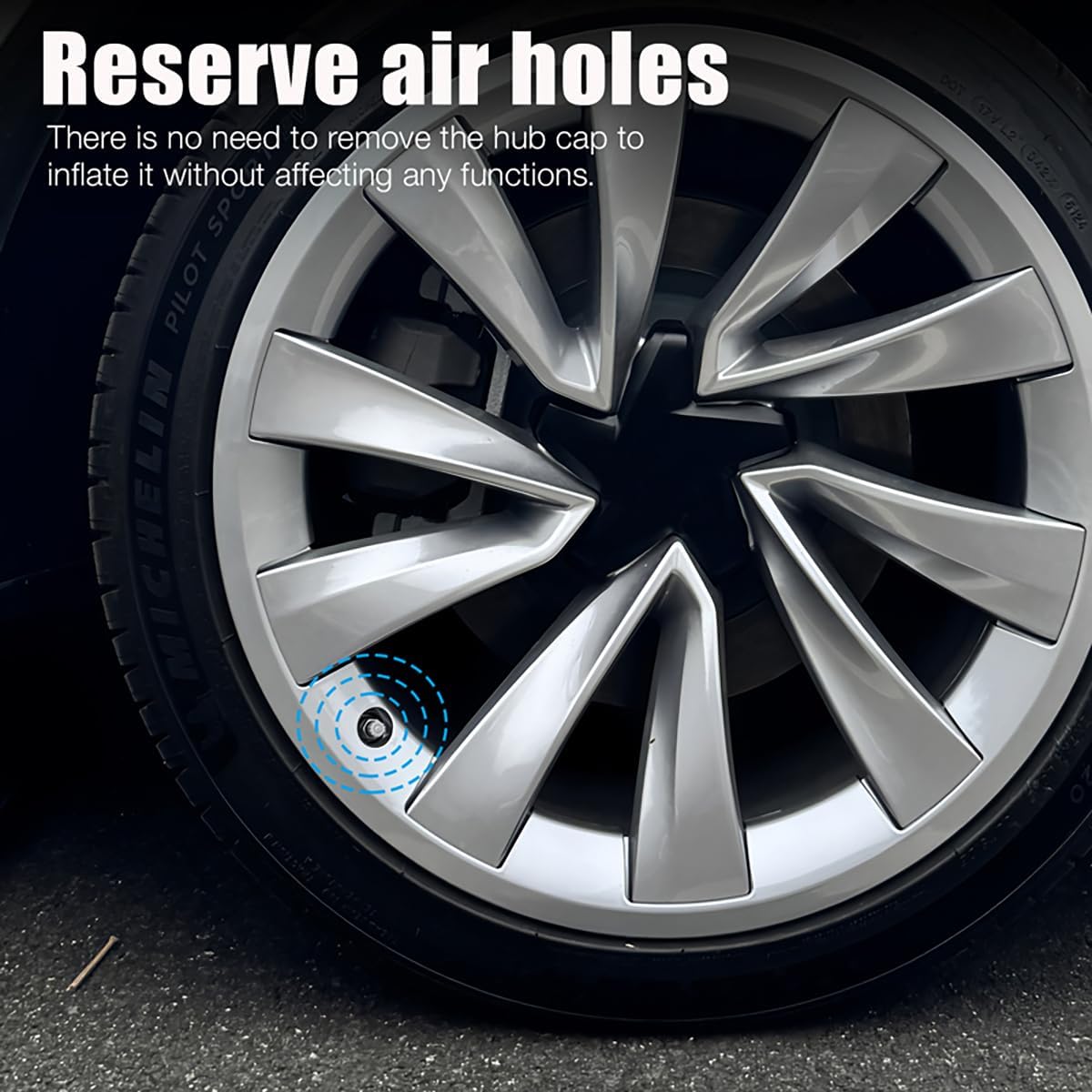 2025 Tesla Model Y Rim Protectors 20 Inch [4-Pack], Premium ABS Silver, Anti-Scratch