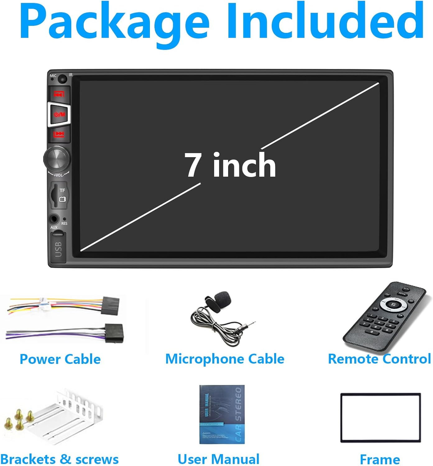 Car Stereo Compatible with Wireless Carplay/Android Auto and Mirror Link,7 Inch HD 1024x600 Touchscreen