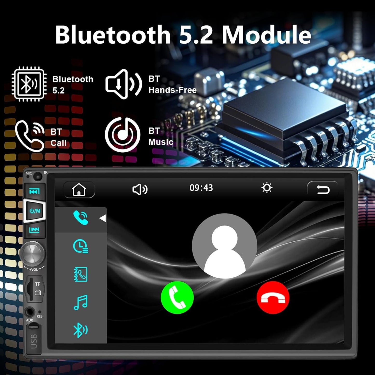 Car Stereo Compatible with Wireless Carplay/Android Auto and Mirror Link,7 Inch HD 1024x600 Touchscreen